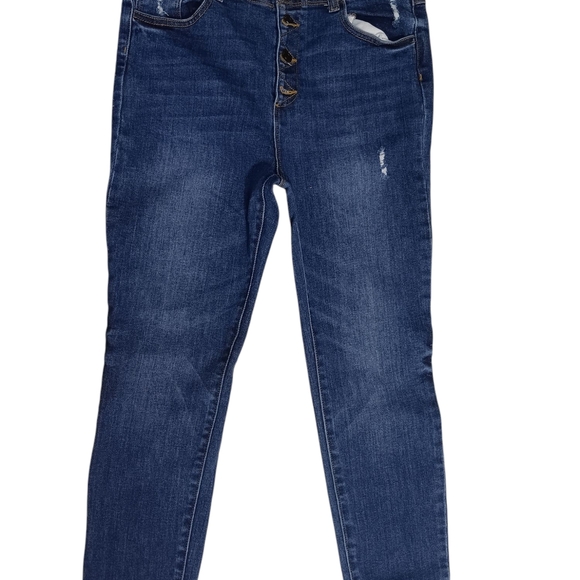 Wax Jean High Rise Blue Jeans with Distressed Look - Picture 1 of 4